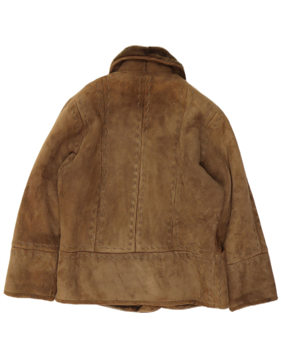 Giubbotto in shearling vintage da donna IT 42 medio color kaki