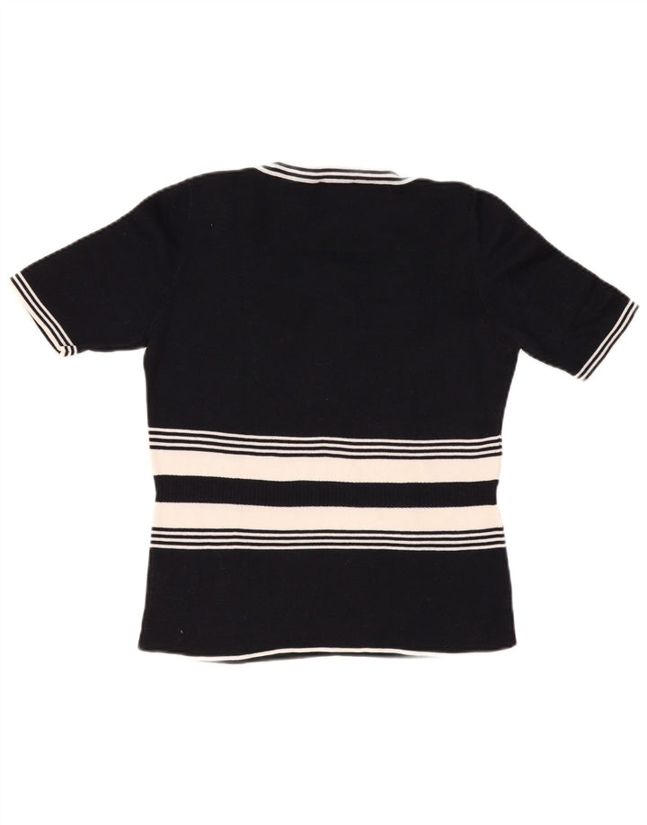 LUISA SPAGNOLI Maglione da donna con scollo a barca con grafica UK 14 Large Nero