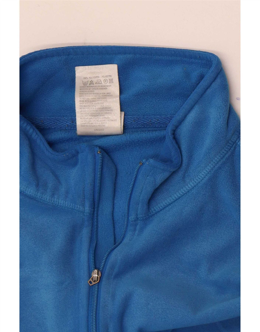 Top Adidas da donna, vestibilità ampia, collo con zip, manica lunga, poliestere blu medio