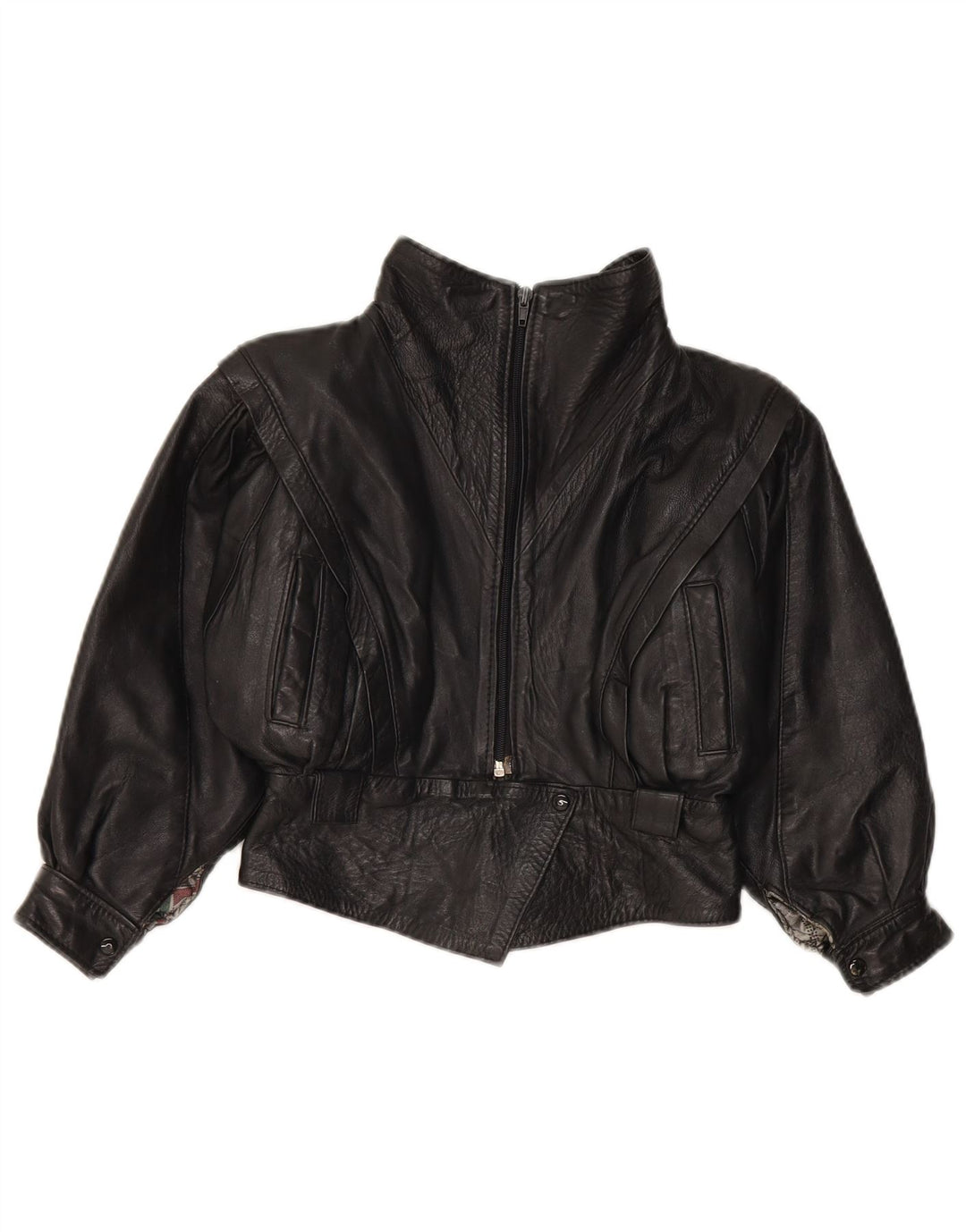 Giacca in pelle vintage per bambina 7-8 anni in pelle media nera