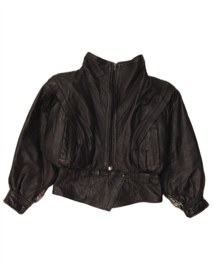 Giacca in pelle vintage per bambina 7-8 anni in pelle media nera