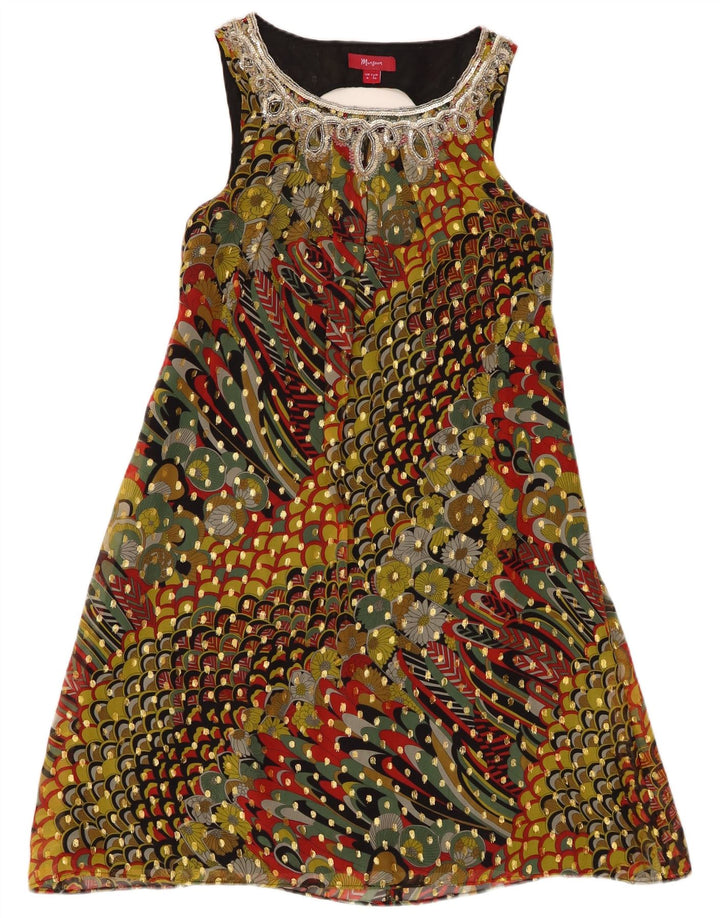 Abito a trapezio senza maniche da donna Monsoon UK 8 Piccolo in seta multicolore