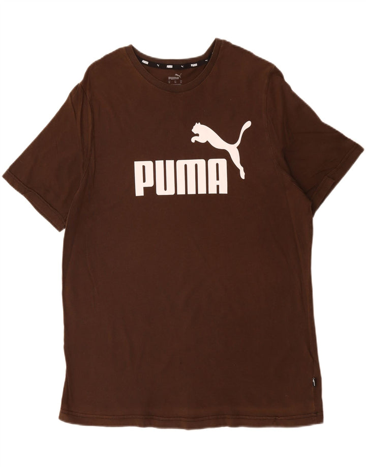 T-shirt grafica da uomo PUMA Top XL in cotone marrone
