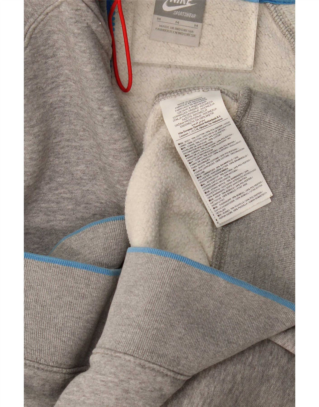 Felpa con cappuccio e zip Nike da uomo in cotone grigio medio