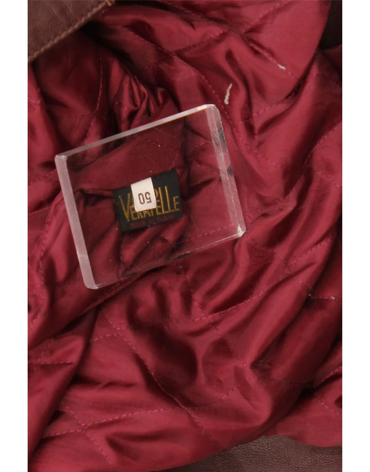 Giacca in pelle vintage da donna IT 50 XL in pelle bordeaux