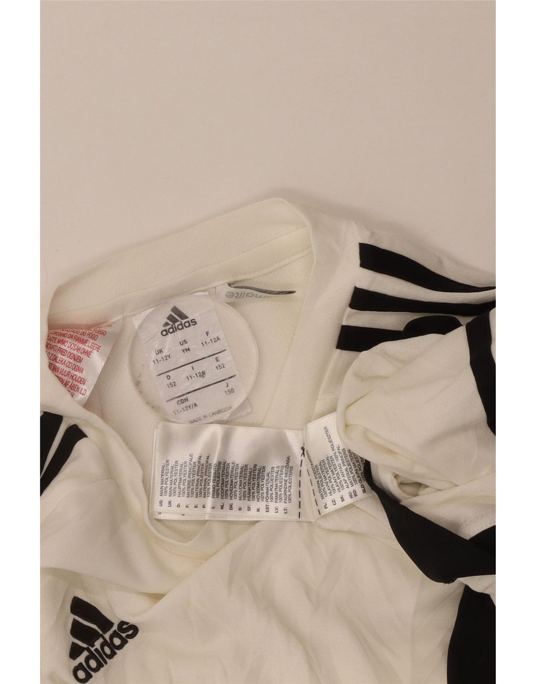 Maglietta Adidas Climalite da ragazzo, 11-12 anni, in poliestere color block bianco