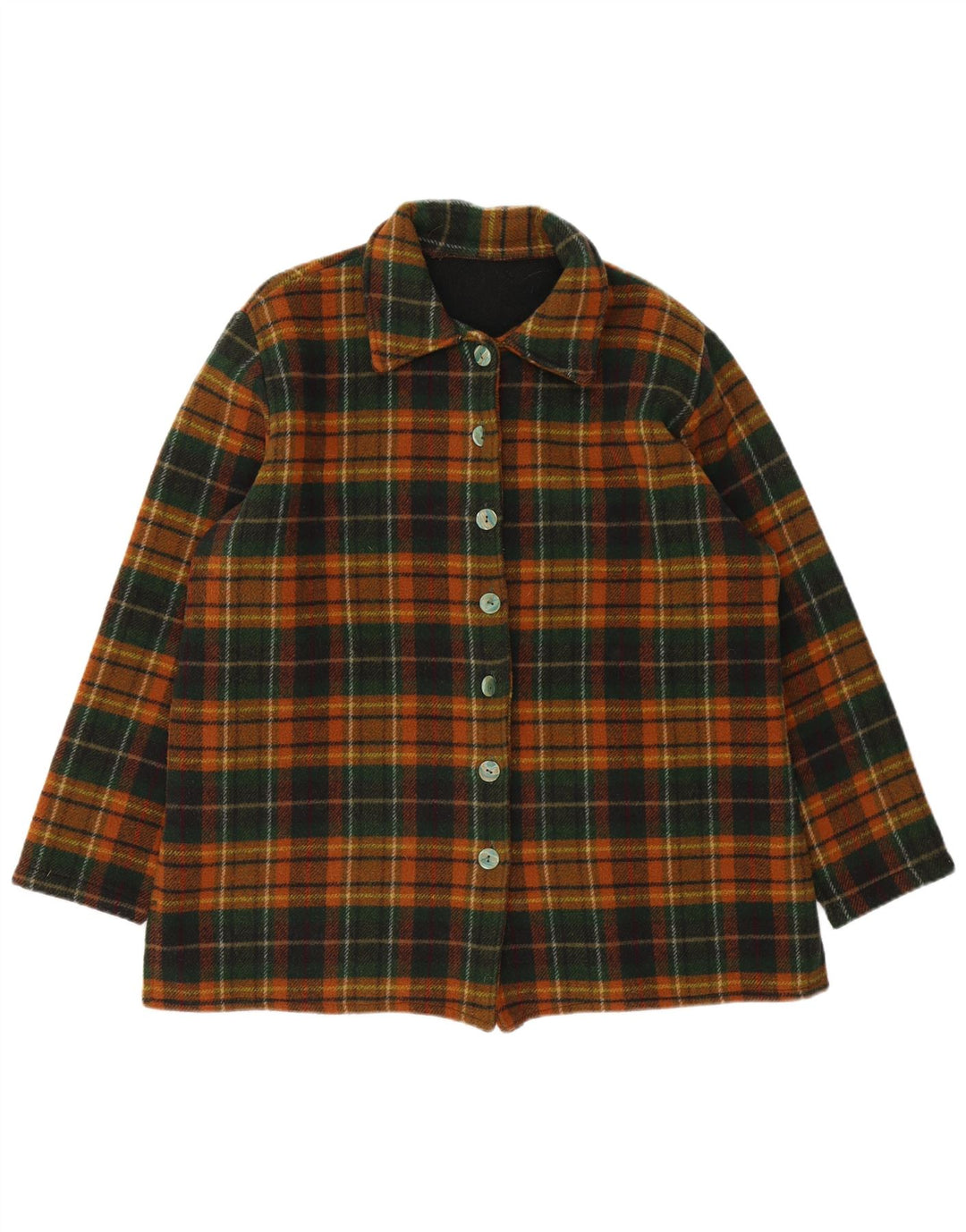 Giacca da donna vintage UK 14 grande plaid verde