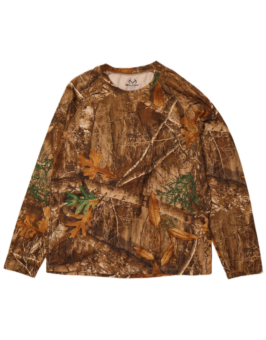 REALTREE Top da uomo a maniche lunghe UK 42/44 Large Poliestere mimetico marrone