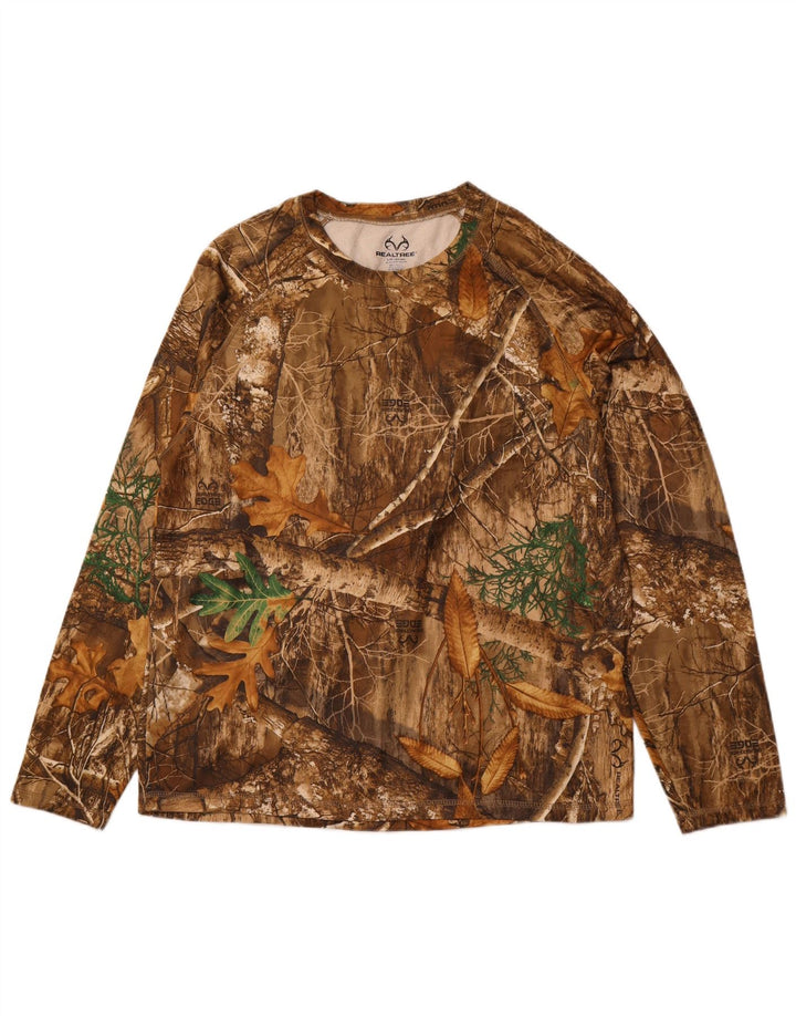 REALTREE Top da uomo a maniche lunghe UK 42/44 Large Poliestere mimetico marrone