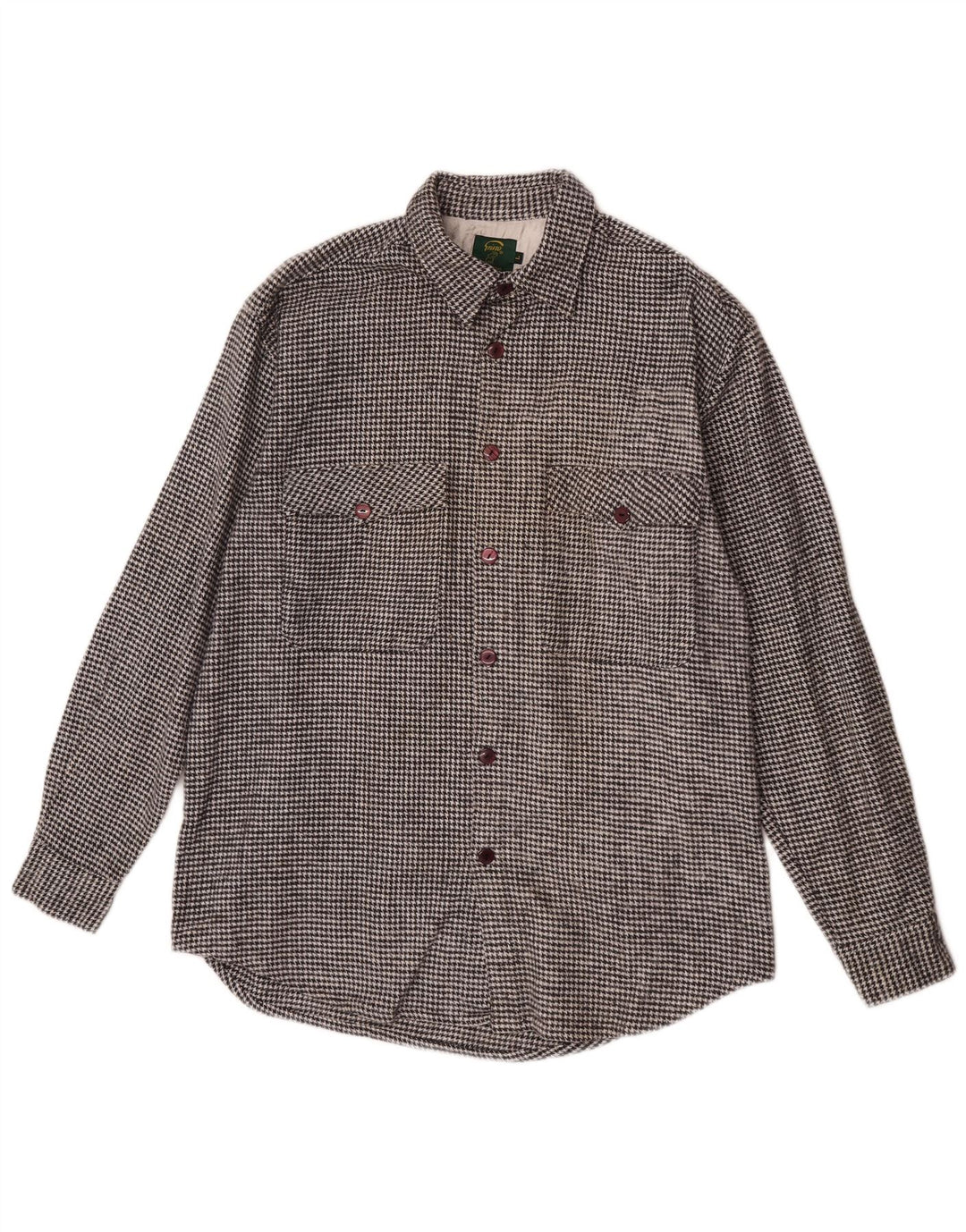 Camicia vintage da uomo in flanella grande cotone pied de poule nero