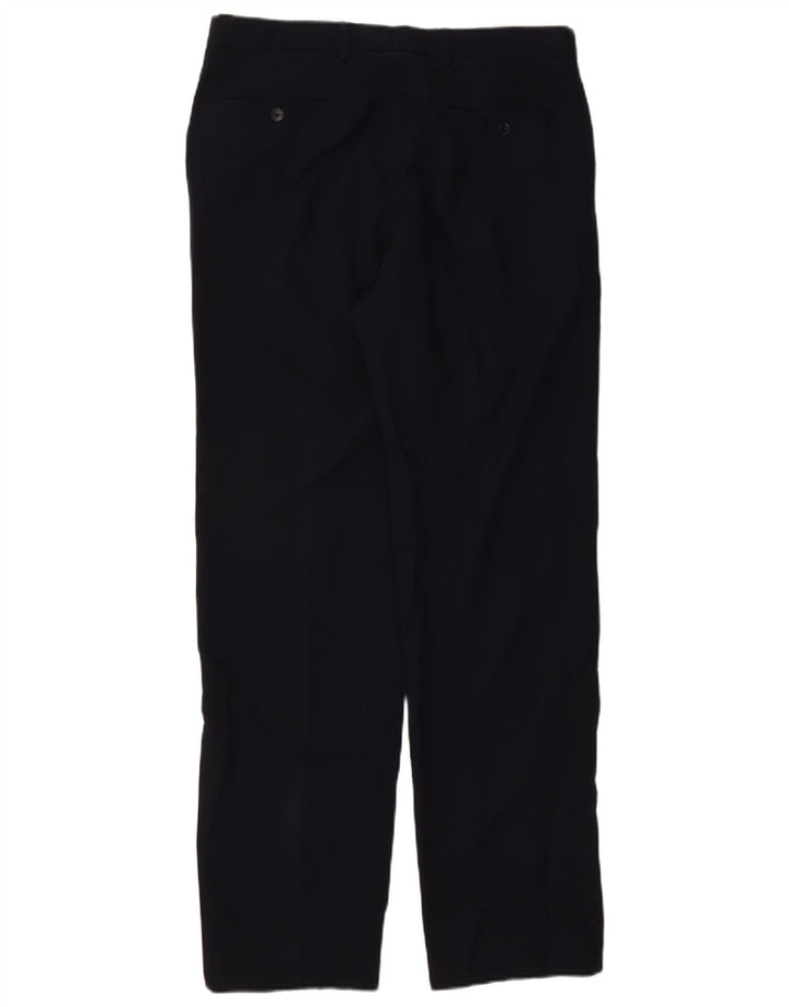 Pantaloni da abito regolari dritti da uomo Marks & Spencer W34 L33 Blu Navy