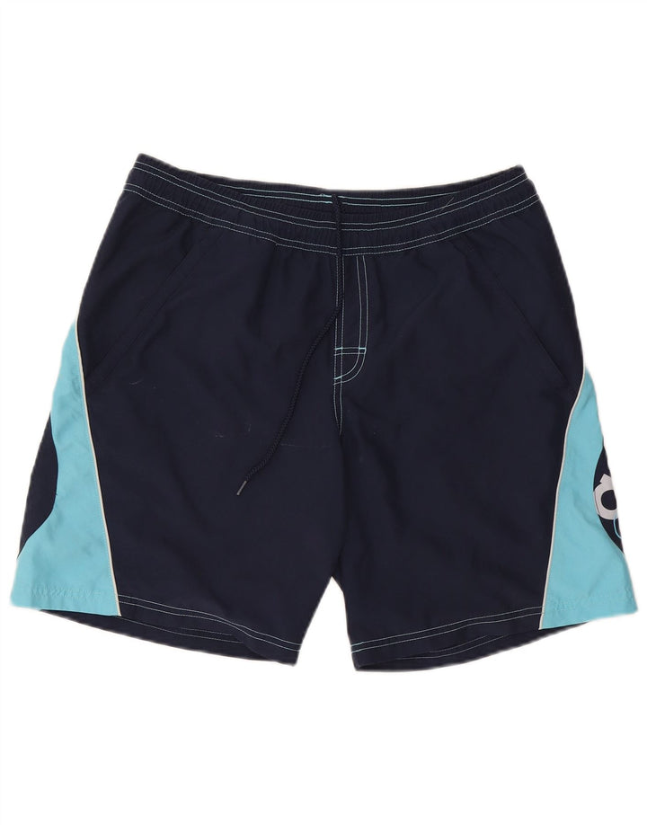 Pantaloncini da bagno con grafica Adidas da uomo, poliestere color block medio blu navy