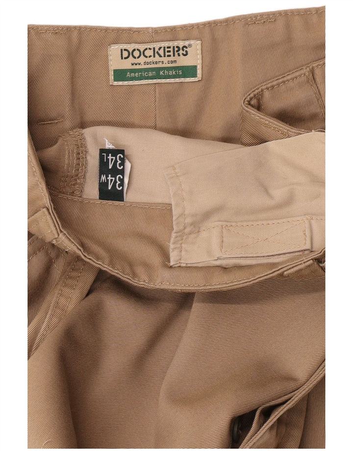 Pantaloni cargo dritti color kaki da uomo Dockers W34 L34 poliestere beige