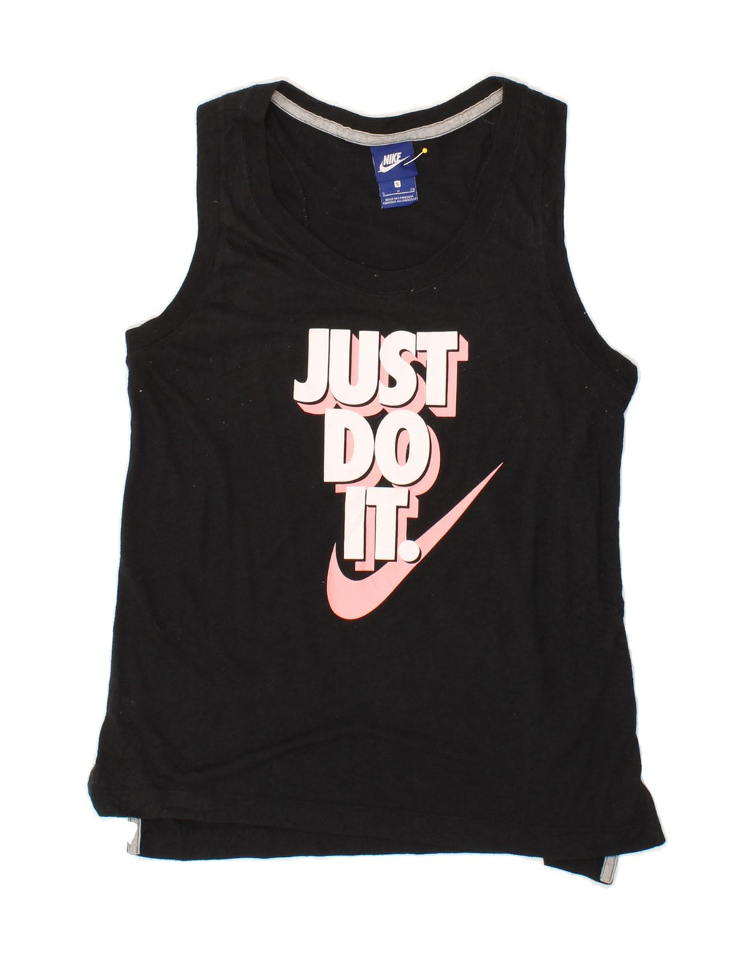 NIKE Womens Graphic Vest Top UK 10 Small Black Vintage Nike and Second-Hand Nike from Messina Hembry 