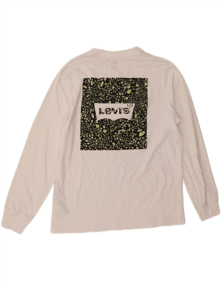 LEVI'S Top grafico rilassato da uomo a maniche lunghe in cotone bianco medio