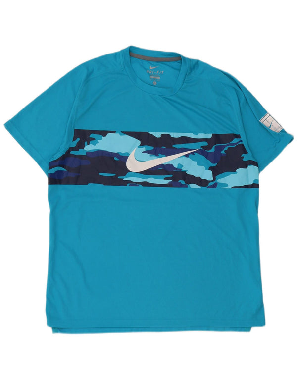 Nike Mens Dri Fit Graphic T-Shirt Top XL Blue Camouflage Polyester