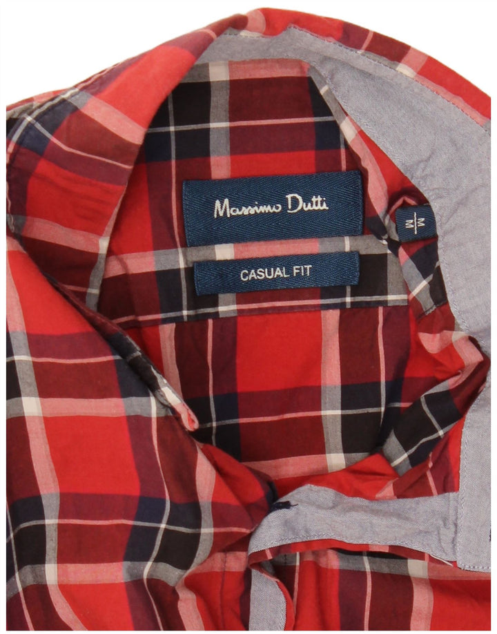 Massimo Dutti Camicia da uomo in flanella dal taglio casual, grande motivo a quadri rossi
