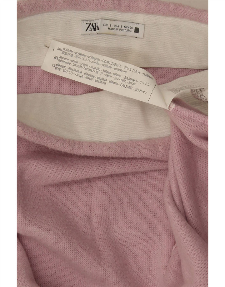 Gonna a trapezio in maglia da donna Zara piccola W26 rosa poliestere
