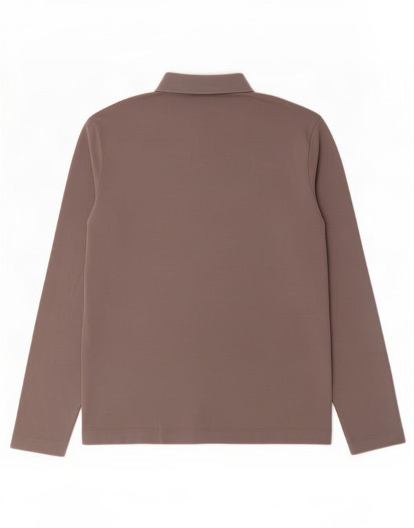 Polo da uomo a maniche lunghe Hugo Boss in cotone grigio medio