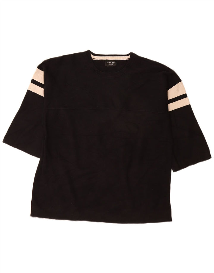 Top Zara da uomo con maniche a 3/4 a righe nere larghe