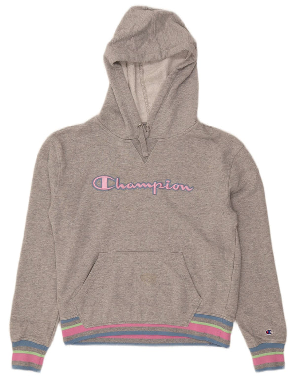 Felpa con cappuccio grafica da donna Champion UK 10 Small Cotone color block grigio