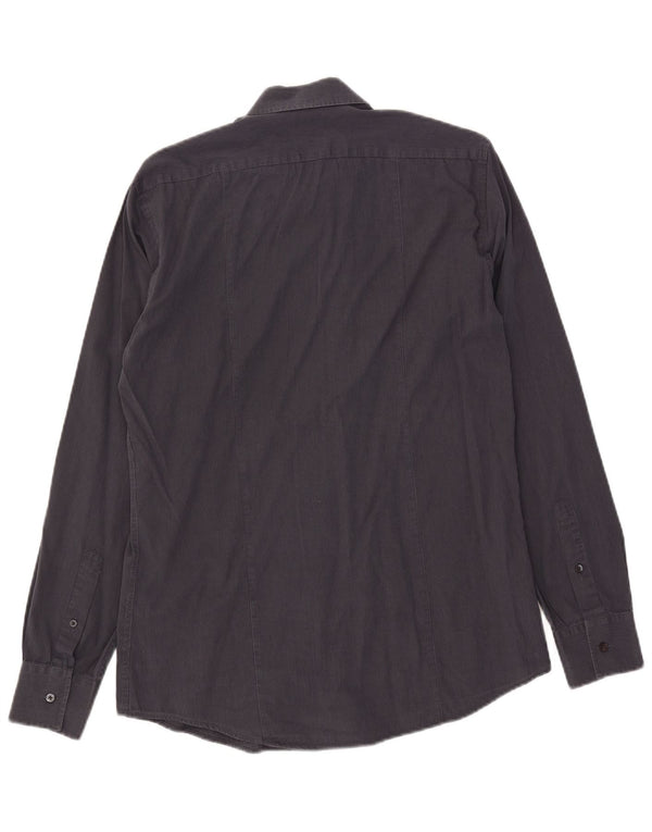 Camicia slim fit da uomo Calvin Klein in cotone gessato medio blu navy