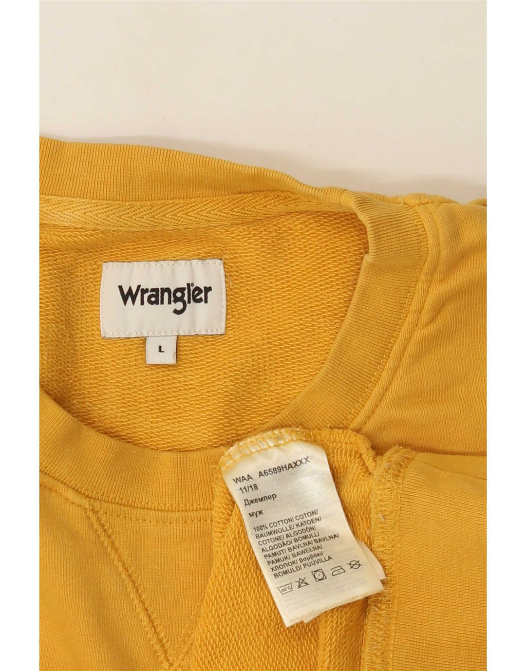 Felpa da uomo Wrangler maglione grande in cotone giallo