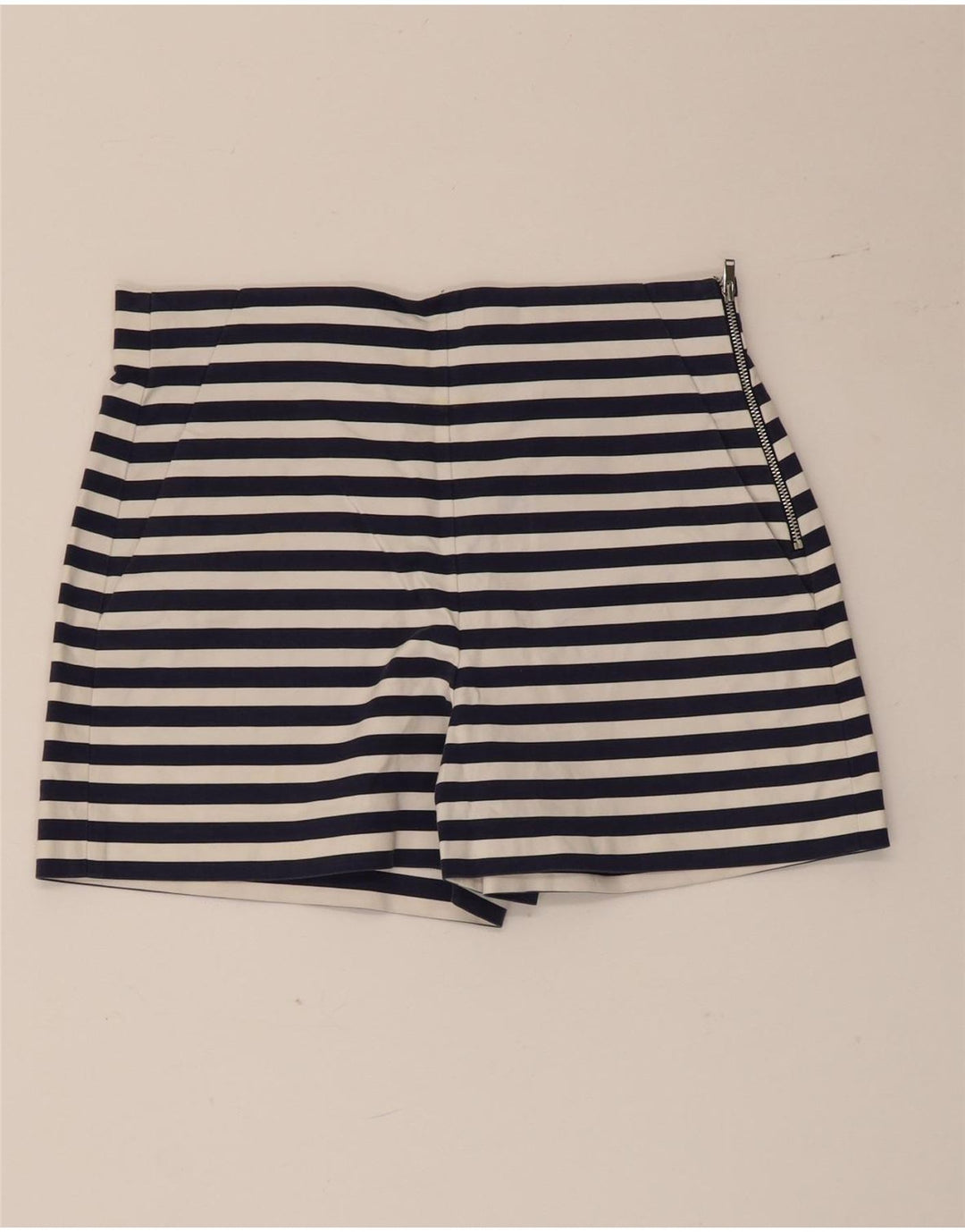 Pantaloni caldi da donna Zara medi W28 in cotone a righe blu navy