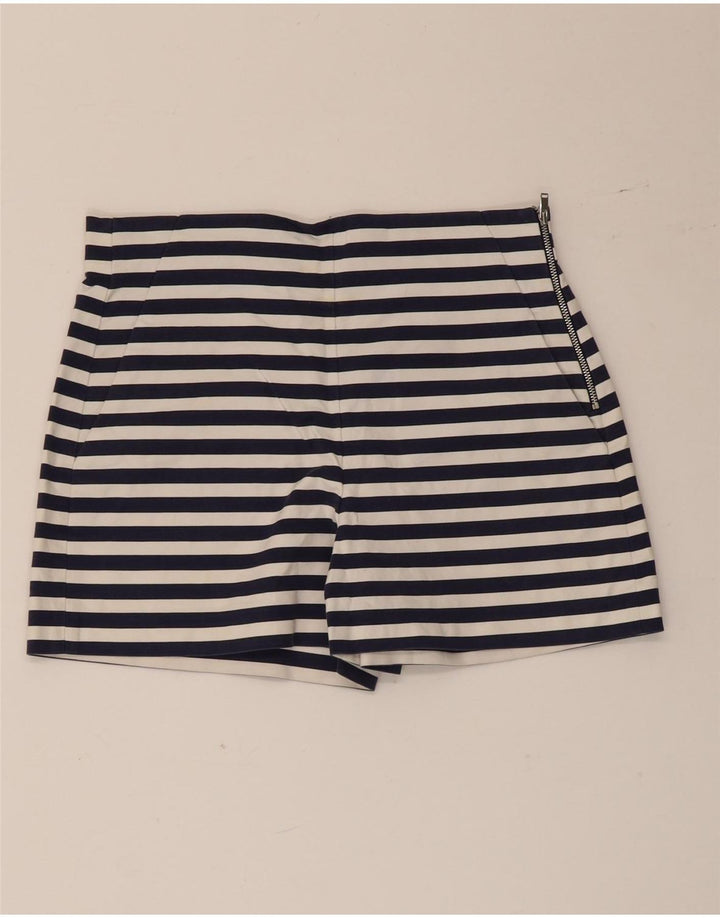 Pantaloni caldi da donna Zara medi W28 in cotone a righe blu navy