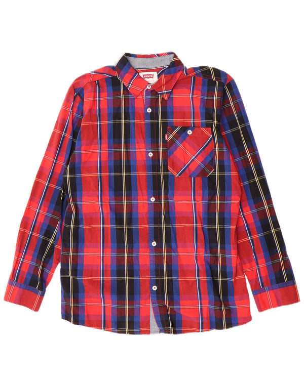 Camicia Levi's per ragazzi 13-14 anni XL in cotone a quadri rossi