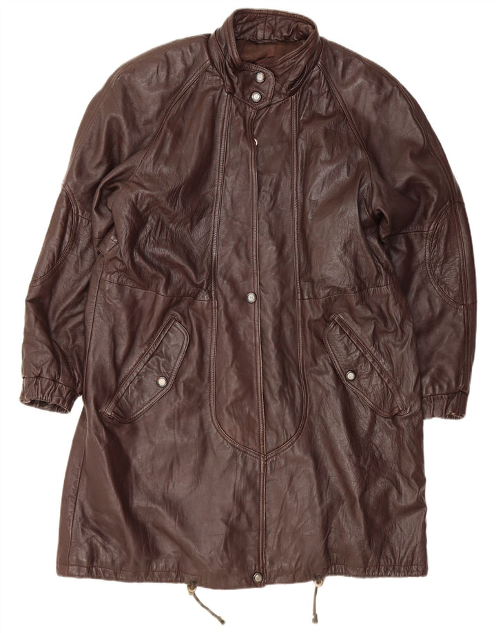 Cappotto in pelle da donna VINTAGE UK 14 Grande pelle marrone