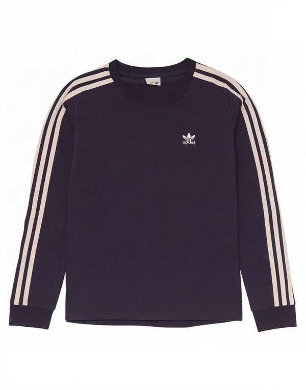 Top Adidas da donna a manica lunga UK 10 Small in cotone blu navy