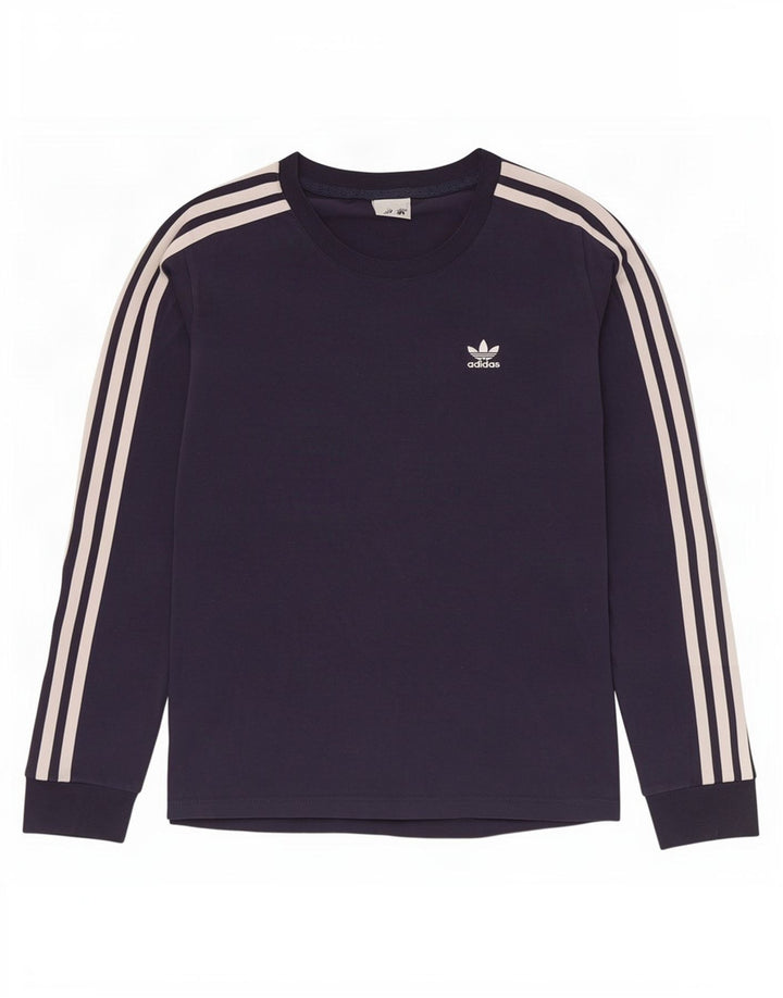 Top Adidas da donna a manica lunga UK 10 Small in cotone blu navy