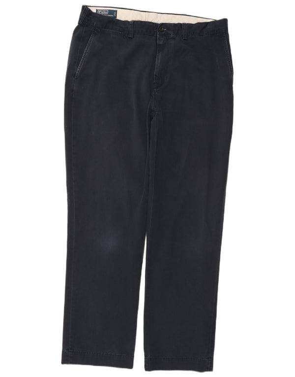 Pantaloni chino dritti da uomo Polo Ralph Lauren W36 L32 cotone blu navy