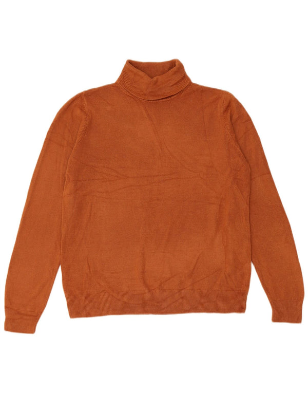 Maglione maglione a collo alto da donna Marks & Spencer UK 14 grande acrilico marrone