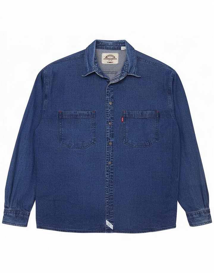 Levi's Camicia di jeans da uomo grande in cotone blu