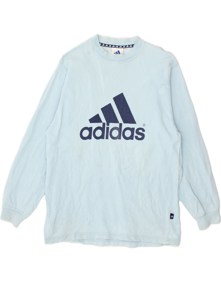 ADIDAS Mens Graphic Sweatshirt Jumper UK 34/36 Small Blue Vintage Adidas and Second-Hand Adidas from Messina Hembry 