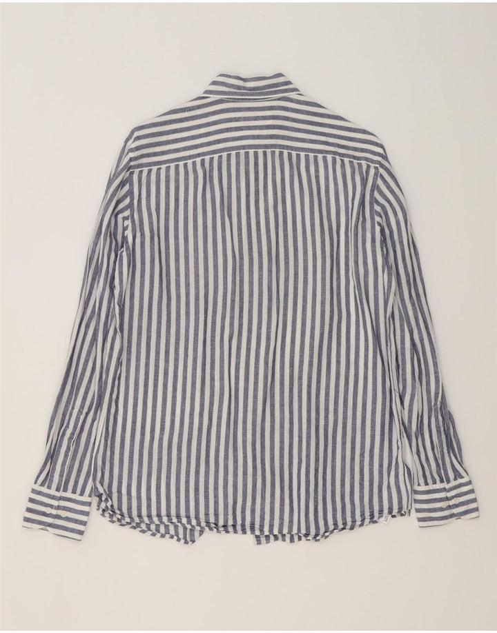 MASSIMO DUTTI Camicia Uomo Cotone Rigato Blu Medio