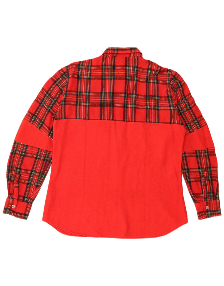 Camicia in flanella da uomo Bailo taglia 16 41 Grande lana scozzese rossa retrò
