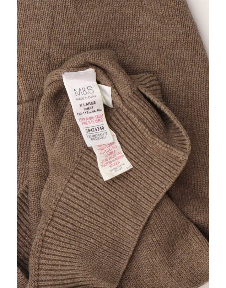 Maglione da uomo Marks & Spencer con bottoni e collo XL in cotone marrone