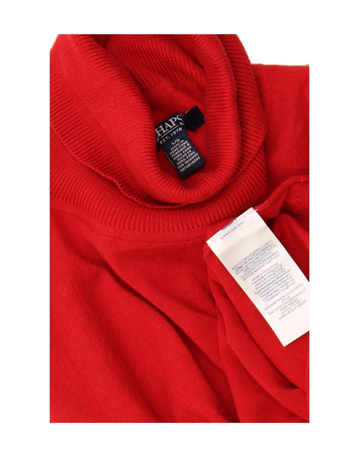 CHAPS Womens Roll Neck Jumper Sweater UK 14 Large Red Cotton Vintage Chaps and Second-Hand Chaps from Messina Hembry 