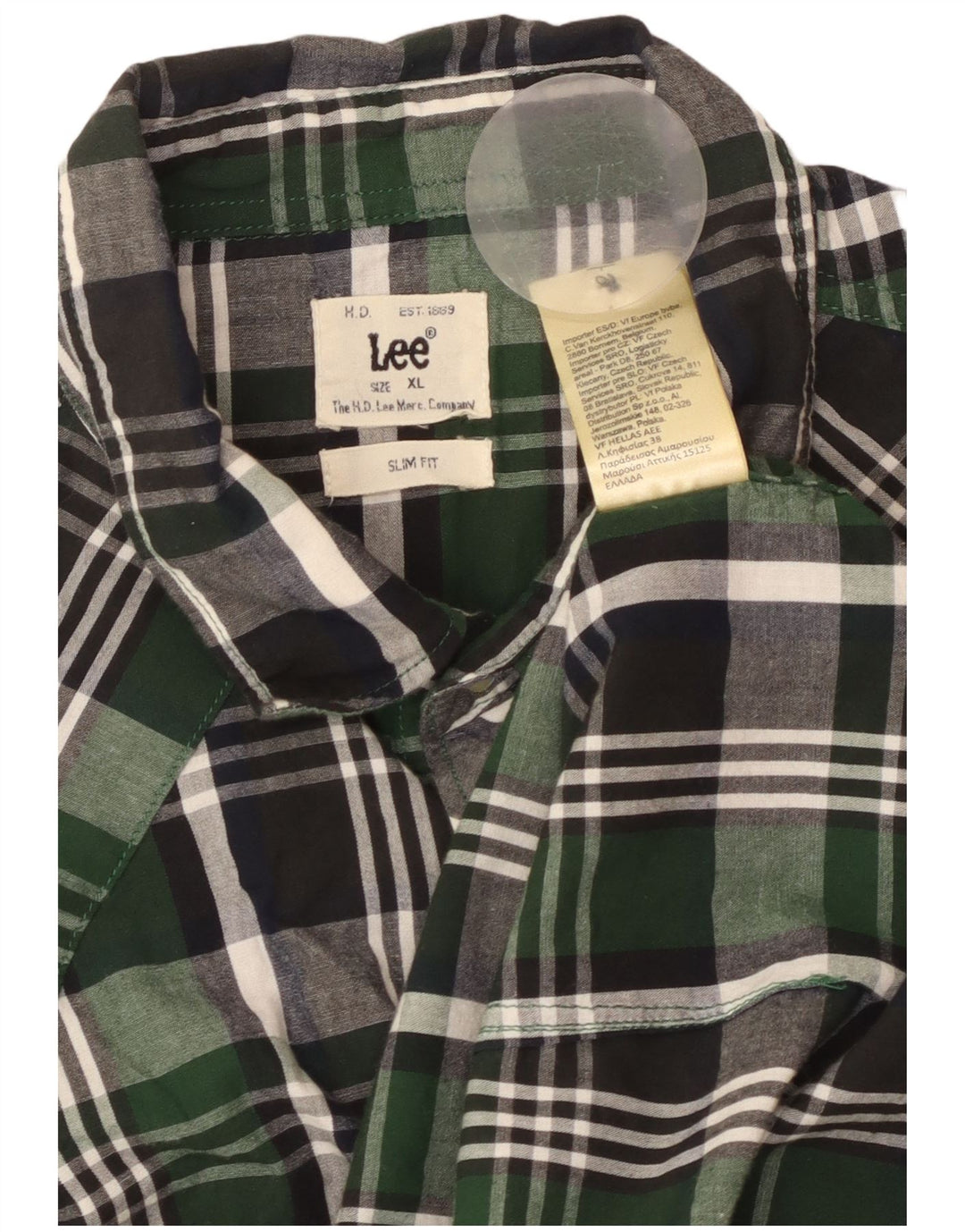 Camicia LEE da uomo slim fit in flanella XL in cotone a quadri verdi