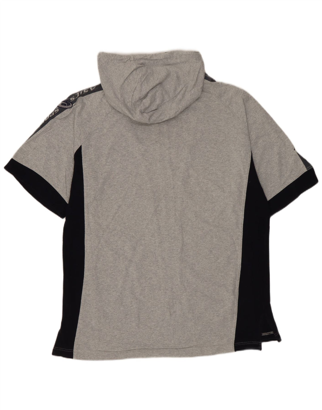 Felpa con cappuccio e zip ASICS da uomo a maniche corte, piccola, in cotone color block grigio