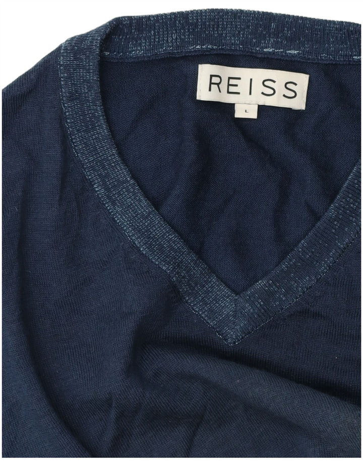 Maglione da uomo con scollo a V Reiss grande blu navy