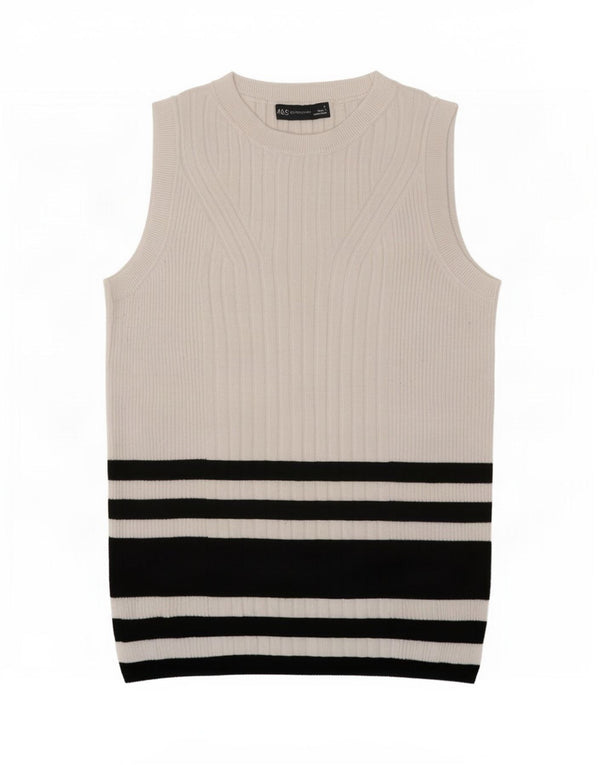 Canotta da donna Marks & Spencer UK 12 Viscosa a righe bianche medie