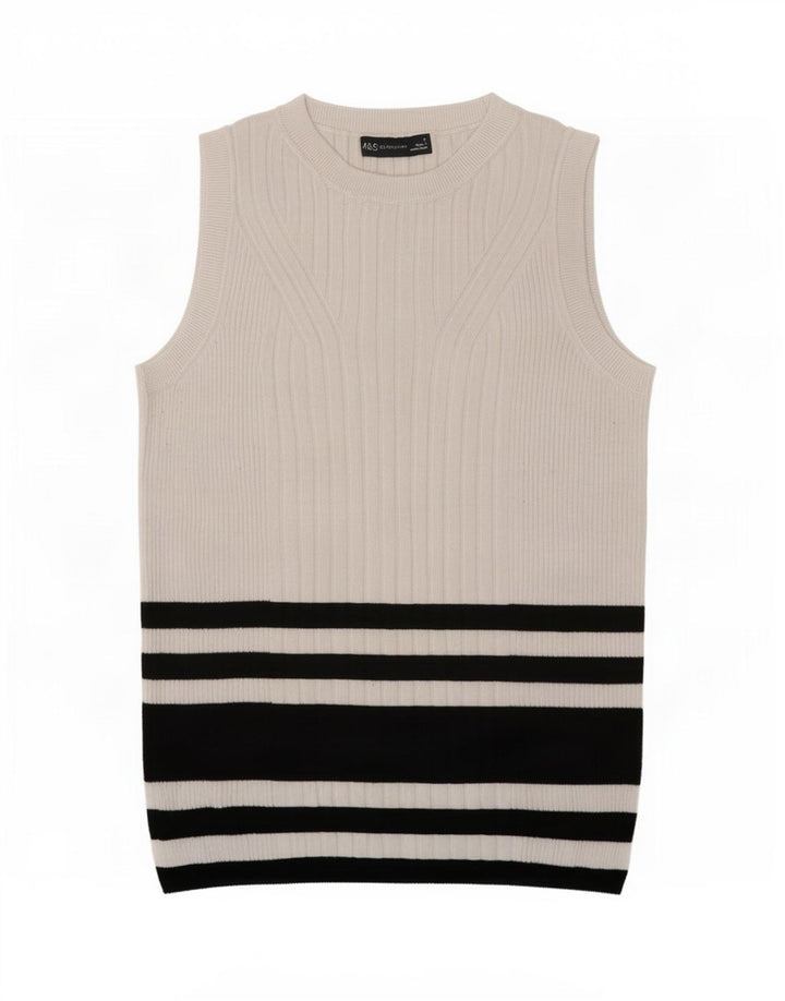 Canotta da donna Marks & Spencer UK 12 Viscosa a righe bianche medie