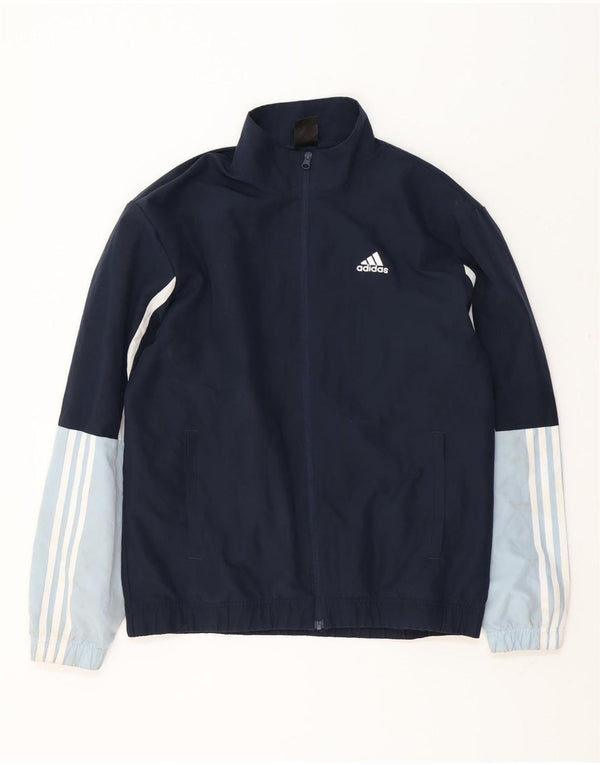 Giacca da ginnastica da uomo Adidas, giacca media, in poliestere color block blu navy