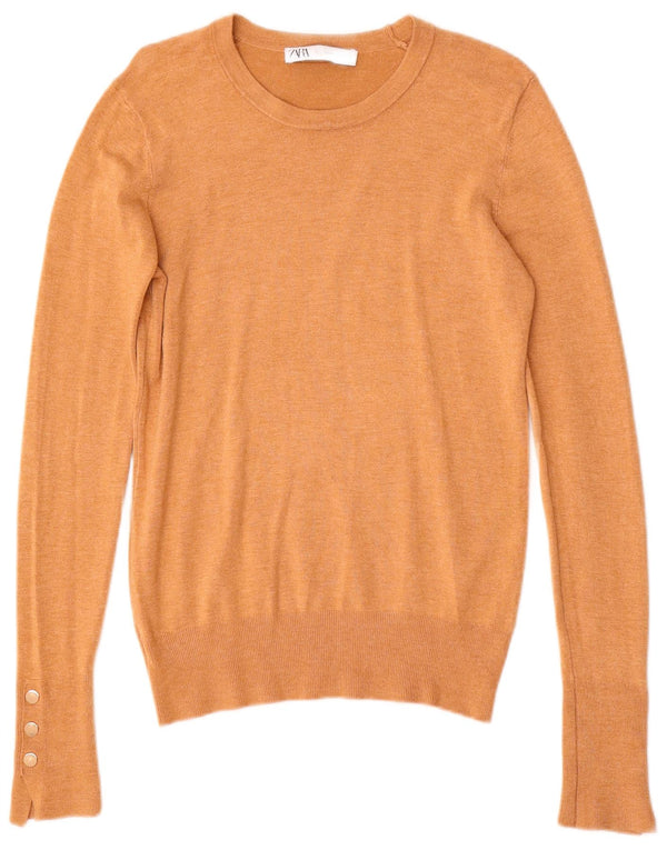 Maglione maglione con scollo a barca da donna Zara UK 12 Beige medio