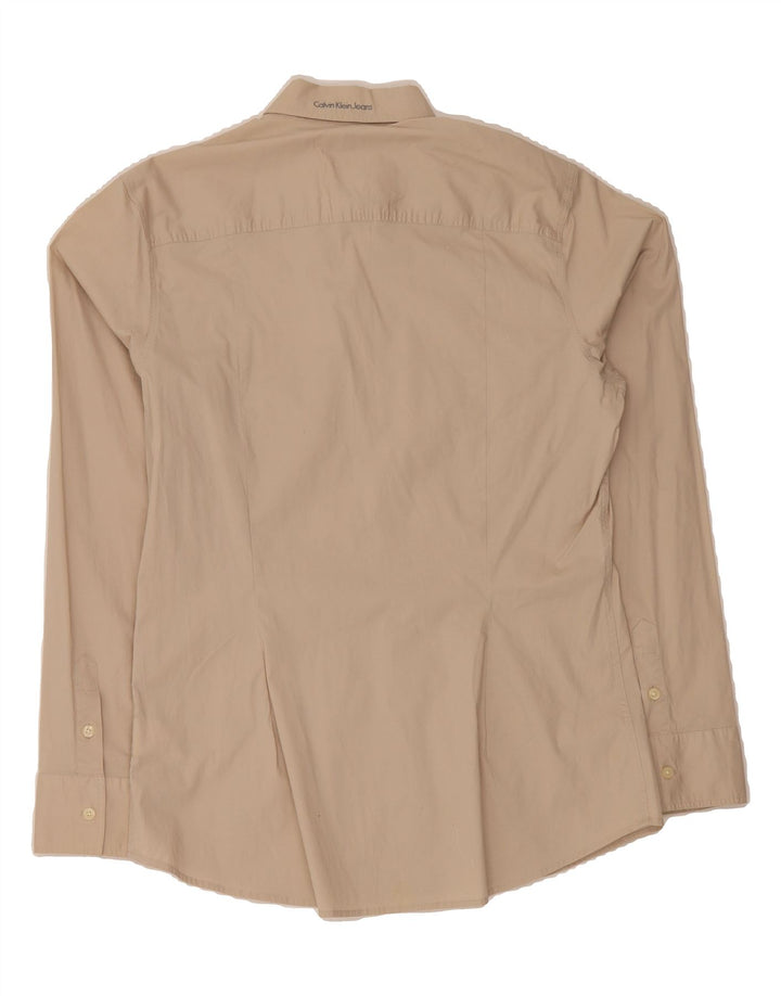 CALVIN KLEIN Mens Shirt XL Beige Cotton Vintage Calvin Klein and Second-Hand Calvin Klein from Messina Hembry 