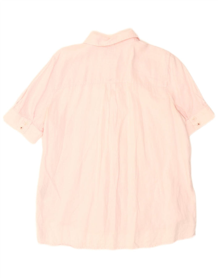 Camicia oversize a maniche corte da donna Tommy Hilfiger UK 12 Lino rosa medio